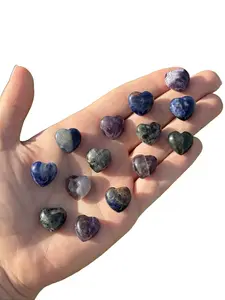 Heart-Shaped Manifestation Crystal Set - 3-Pack of Natural Amethyst, Labradorite & Sodalite Pocket Stones, Calming & Protective for Altars & Daily Intention Work