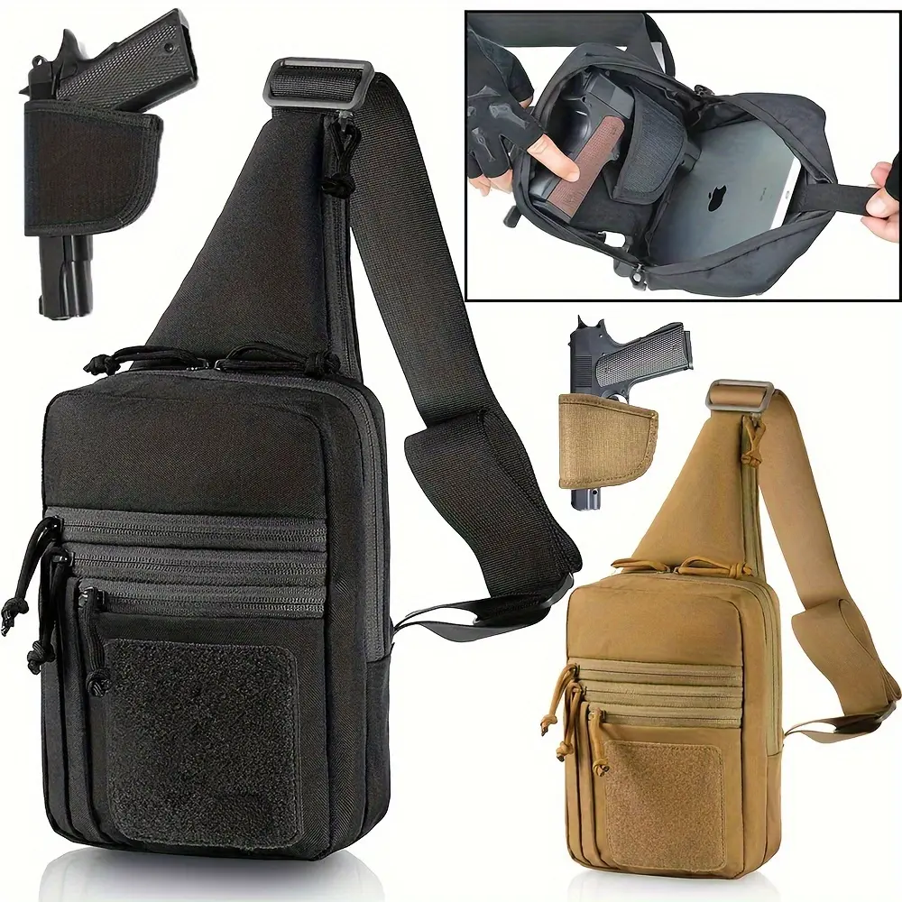 Unisex Nylon Tactical CCW Concealment Crossbody Bag with Chest Holster, Chest Rig, Men's Fanny & Belt Bag, Shoulder Strap, Secure Flip Cover, Zipper Closure, External & Phone Pouches, iPhone-Compatible, Ideal for Hunting, Daily Carry, Messenger Bag