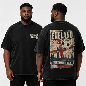 England 2026 London Match Night Tee  Vintage Newspaper Print Shirt