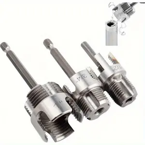 Alloy Pipe Thread Tool Set, 3-Piece Hardware Kit for PVC Plastic Pipes, Compatible with Drill, DIY & Professional Installation, Diy Tools