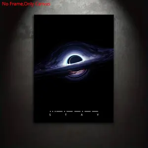 1 piece/set of frameless canvas painting poster, classic science fiction art, Decorative artwork, Modern home decor, space black hole STAY, perfect gift for astronomy enthusiasts, ideal for bedroom, living room, mural, wall & room decor