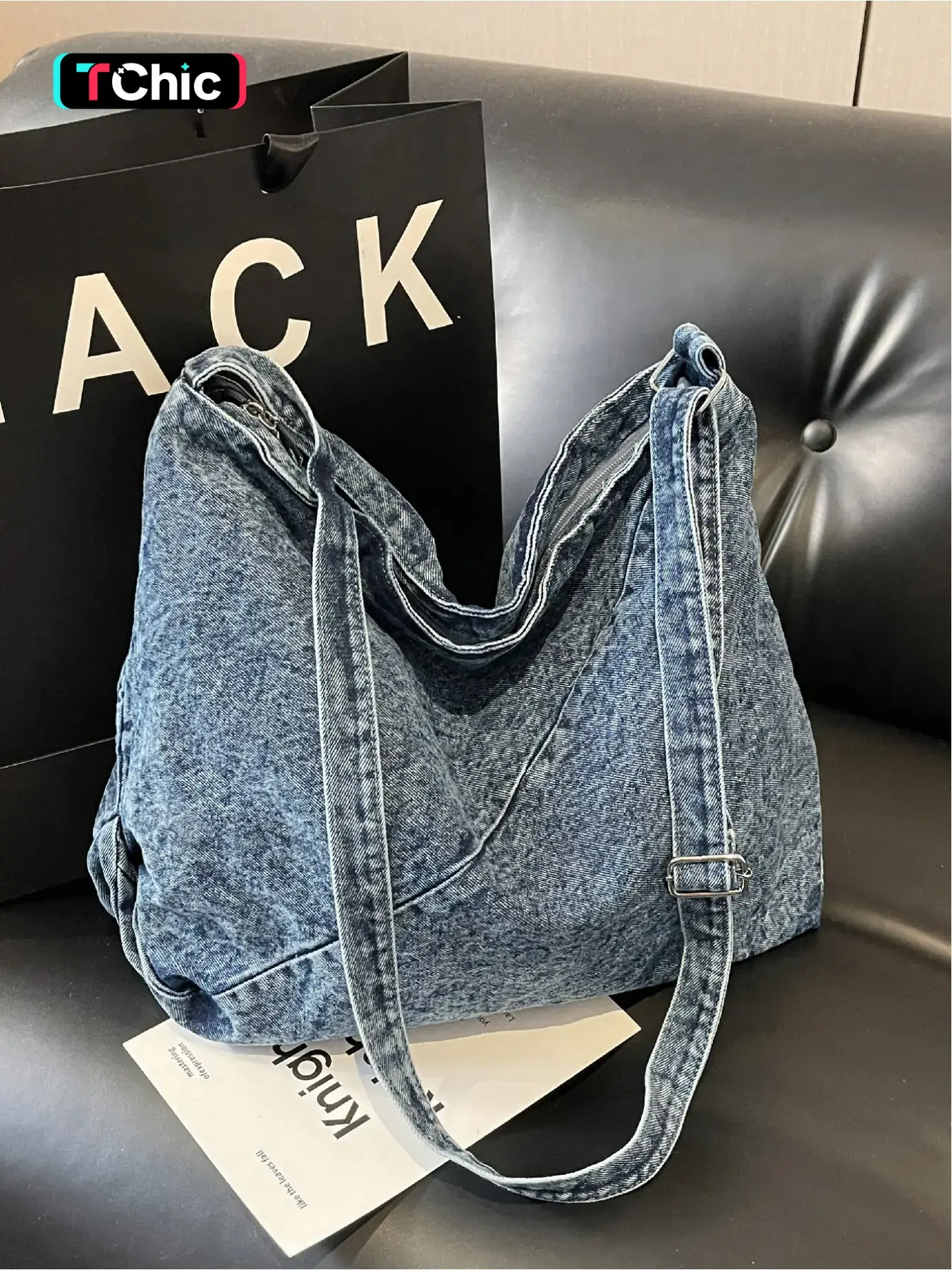 Large capacity casual versatile shoulder bag, washed denim fabric, simple and comfortable crossbody bag, handbag, Fashionable casual bag, suitable for outdoor commuting, Trendy Commuting Bag
