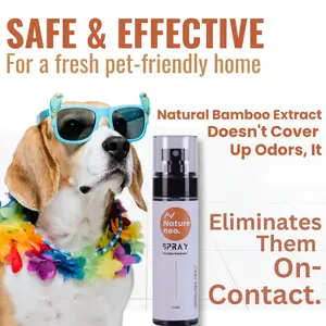 Pet Odor Eliminator Spray – Natural Bamboo Extract Formula, Alcohol-free NO Harsh Chemicals, Organic Odor Eliminator Works On-Contact for Home, Auto, Upholstery, and More – Fast, Easy, Safe for Pets and People, Pack of 2, Each 3.4 Fl Oz