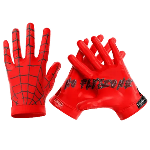 No Fly Zone; Red Web/ Ultra Grip Football Premium Gloves Sports Gear