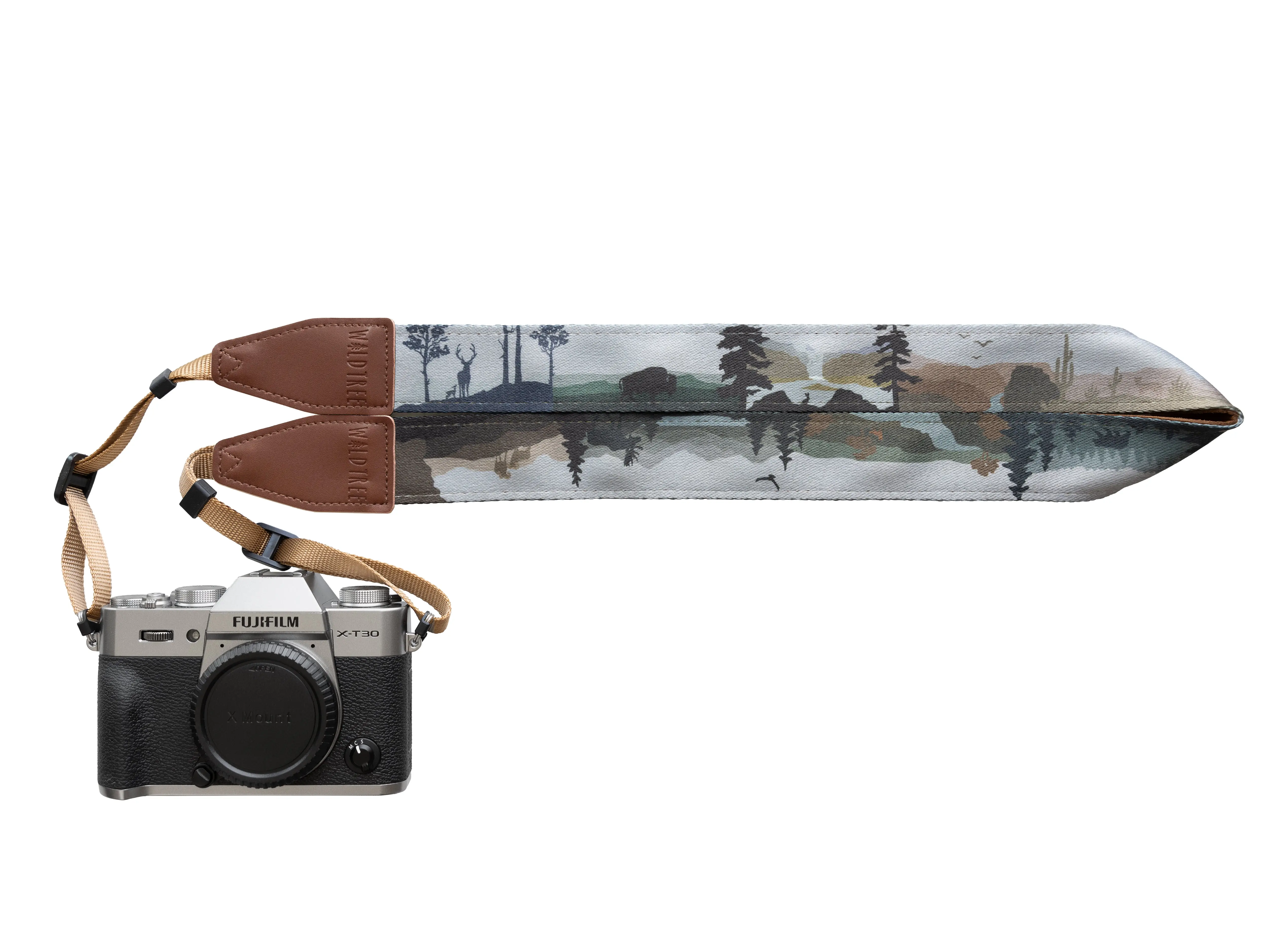 Wildlife Wander Camera Strap - Leather ends, Suede backing, Adjustable, Compatible Connection for DSLR, Mirrorless, Film, Photographer Accessory