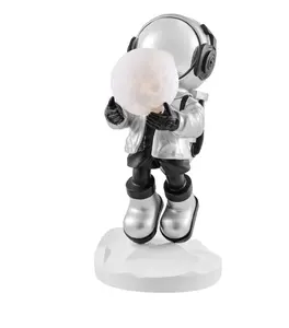 HADFIELD TAKES THE MOON // LIGHTED ASTRONAUT- SCULPTURE // BLACK & SILVER