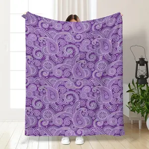 Boho Style Paisley Pattern Blanket, Soft Comfortable Air Conditioning Blanket, Warm Nap Blanket for Home Office Travel