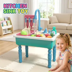 Compact Kitchen Pretend Play Set for Toddlers, Unisex Toy with Real Water Cycle, Miniature Cooking Kit with Food and Play Kitchen Accessories, Top Birthday Gift