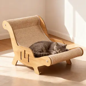Comfortable Cat Scratching Chair, Scratching Posts, Pet Lounger Sofa, Anti-Scratch, Suitable for Kitties, Kittens and Small Pets, Wooden Pet Bed Toy, Ideal Gift for Cats