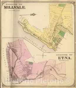 Millvale and Etna, Pennsylvania - Railroad Map, 1872 - Historical Map Print