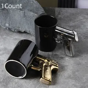 Creative Gun Ceramic Mug, Breakfast Oatmeal Coffee Cup, Unique Design Drinking Cup Gift for Boyfriend, Novelty Coffee Mug, 1 Count