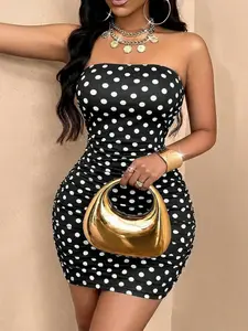 Marble Print Tube Bodycon Party Dress - Random Pattern, Sexy & Chic for Nights Out