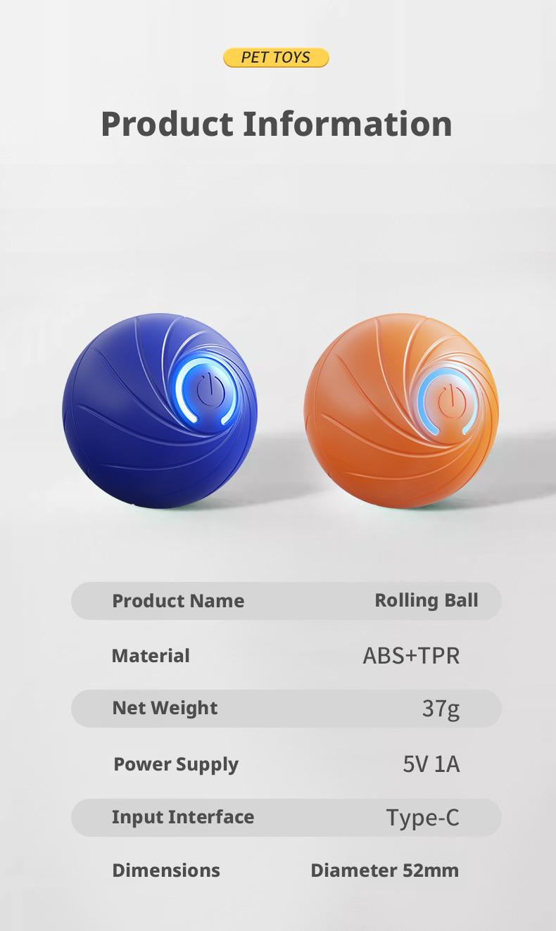 Automatic Interactive Dog Toy Ball, Smart Moving Dog Ball with Obstacle Avoidance, Rechargeable Bouncing Dog Toy for Small Medium Dogs Self Play