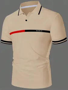 Men's Slim Fit Short Sleeve Classic Polo Shirt, Casual Regular Fit Golf Shirt, Fashionable Comfortable Daily Wear Top, Spring & Fall, Polo Tees