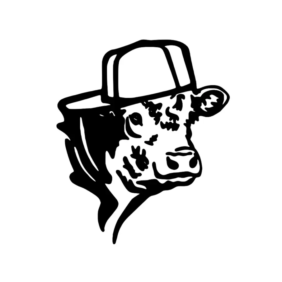 Cow with backwards hat- Decal
