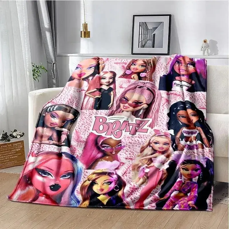 Bratz Kawaii Millennial Bug Style Super Soft Flannel Blanket, Comfortable Warm Glam Throw for Female, Room Decor for Bedroom Sofa, Ideal Birthday Christmas Gift