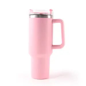 A-SUB Pink Insulated Tumbler 40oz with Handle for UV DTF Waterslide & UV Printing BPA Free Eco Friendly Non Toxic Double Wall Vacuum Insulation