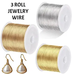 3 Roll Multi-Color Jewelry Making Line Set, 26 Gauge Craft Line, 164.04 Feet Per Roll, Beading Wire for Carving, Jewelry Making, Decoration