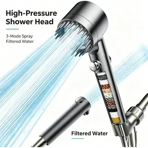 2-Pack High Pressure Filtered Shower Head with ON/OFF Switch, Adjustable Handheld Showers Combo, Pressure Boosted Turbocharged Model for Hard Water Pet Bath, Outdoor Use, Handheld Shower Combo