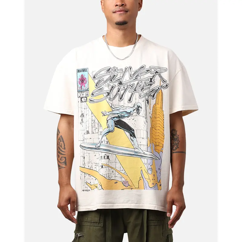 Marvel Silver Surfer Heavyweight T-Shirt Off White - TikTok Shop