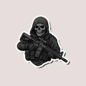 Grim Reaper Dad Sticker, Tactical Skull Soldier Decal for Military Fathers, Badass Father’s Day Gift for Army Dads, Laptop Water Bottle Decal Sticker