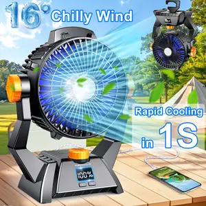 Portable Camping  with LED Fan, Adjustable Speed, Tent Hook,  Ideal for Outdoor & Construction Use usb desk fan