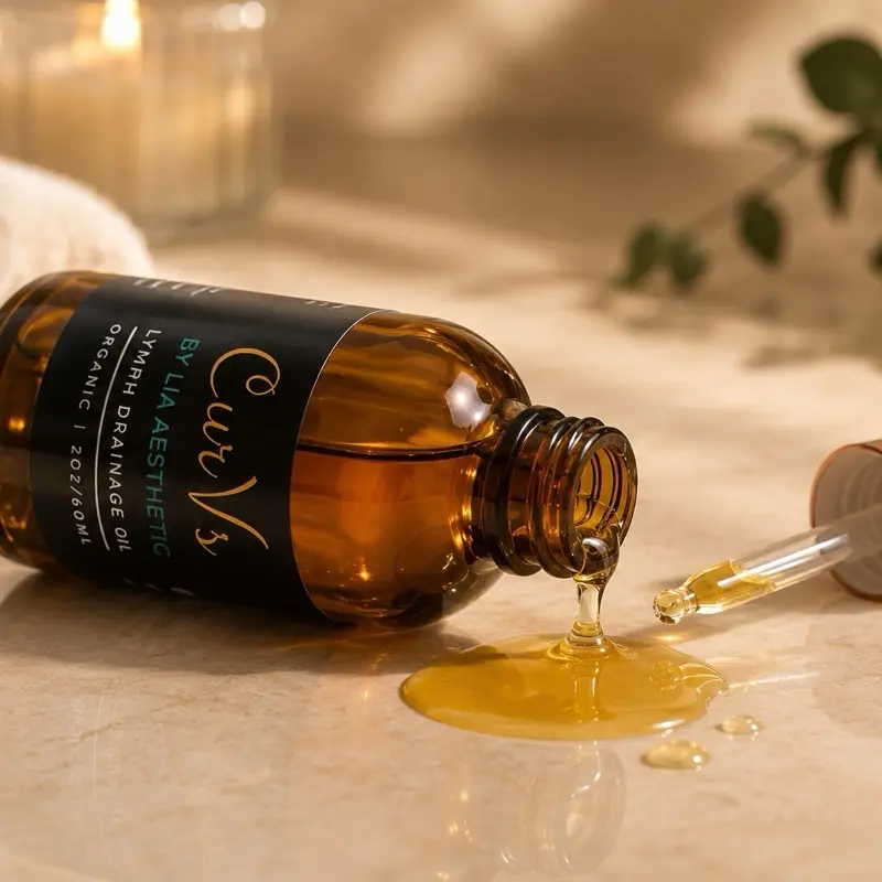 CurVs Lymphatic Drainage Body Oil by Lia Aesthetic – Rich Body Care Oil, 2 oz
