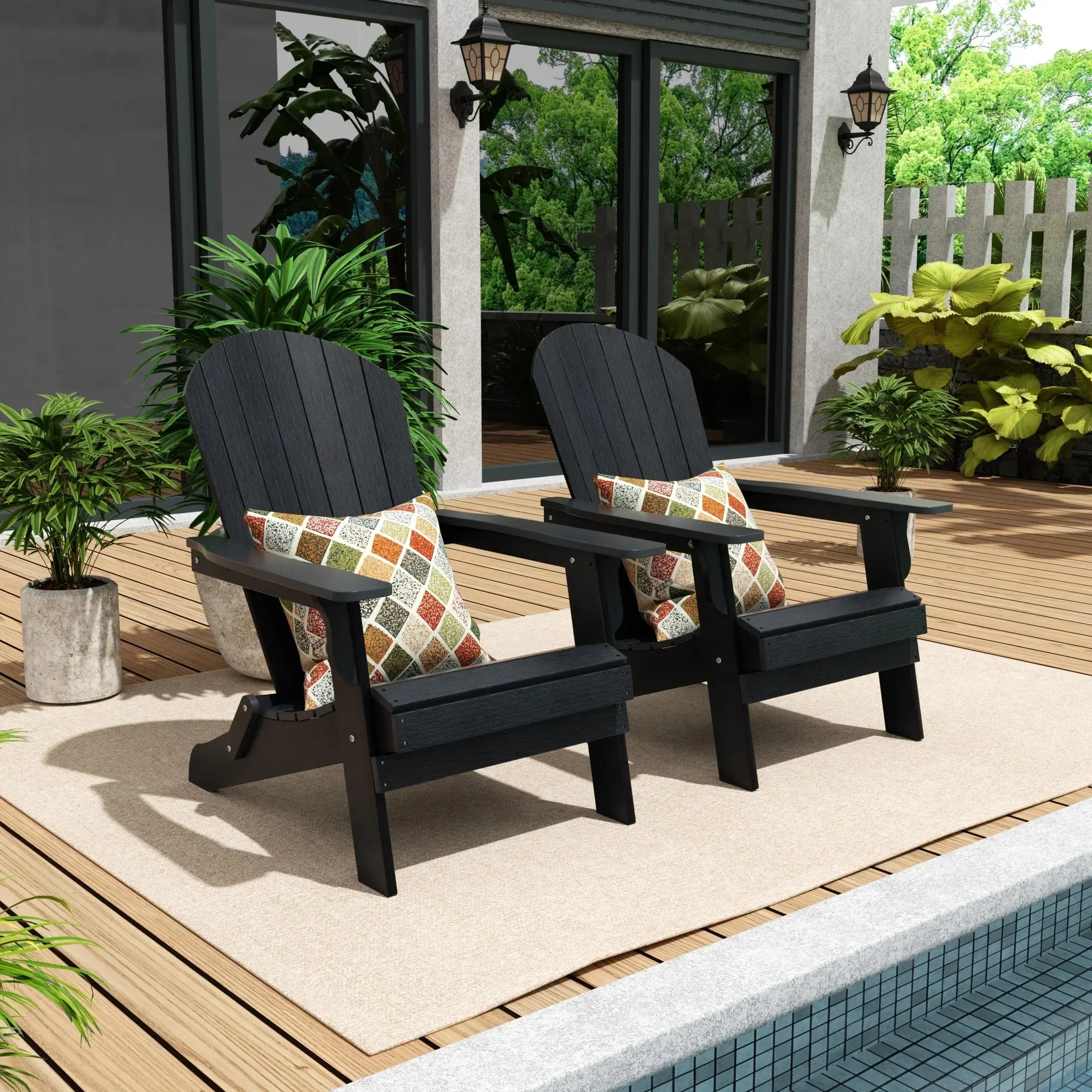 Florence HIPS Outdoor Folding Adirondack Seashell Chair (Set of 2)