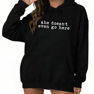Classic 2000s Mean Girls Hoodie – Playful 'She Doesn't Even Go Here' Design