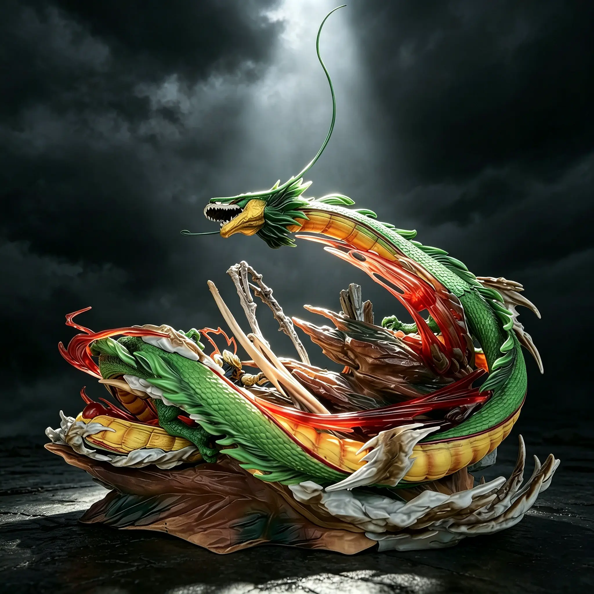 DBZ Anime Battle Dragon Diorama Statue with Character Set, 12.9"w Heavy Home Decor Figurine, Premium Boys' Gift for Anime Fans & Collectors, Dragon Art