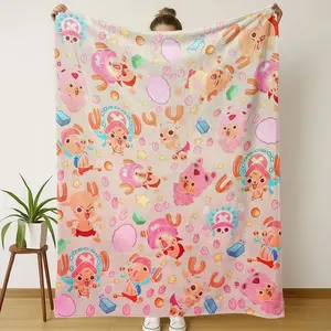 One Piece Themed Flannel blanket, Cozy Polyester Material for Comfort, Versatile Use Ideal for Naps, Perfect Gift for Friends and Family