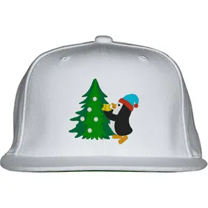 Penguin With Christmas Tree Snapback Hat