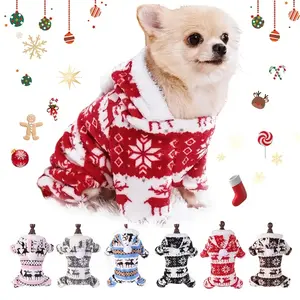 Cozy Christmas Pet Fawn One-Piece Plush Clothes, Cute Holiday for Dogs & Cats, Husky Clothes, Soft Winter Apparel for Pets