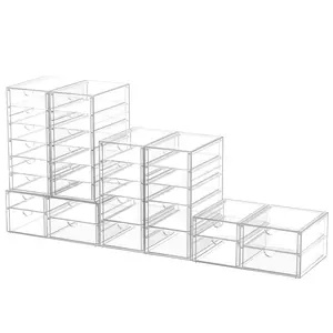 7CODE Makeup Organizer, Drawers Acrylic Clear Drawer Organizer, Clear Makeup Organizer, Plastic Storage Drawers for Vanity, Bathroom, Closet, Desk