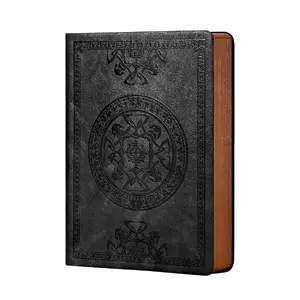 Lined Journal for Men Soft Cover Notebook Leather Journals for Writing, 180 Lay Flat Vintage Mens Journal Personal Diary, 5.7'' X 8.3'', Black