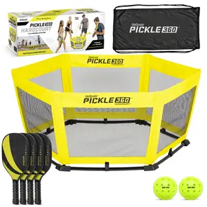 GoSports Pickle 360 Hardcourt Game Set - Pickleball Meets Roundnet - Hard Surface Paddle Ball Game