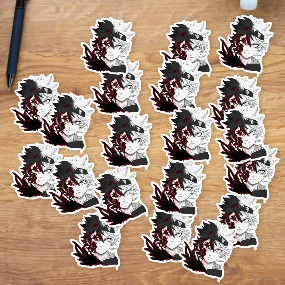 Stickers Pack 20 Pcs Aesthetic Black Guitar Clover Laptop Anime Bumper Waterproof Asta Bike Bottle Car Luggage Vinyl Colorful Skateboard Water