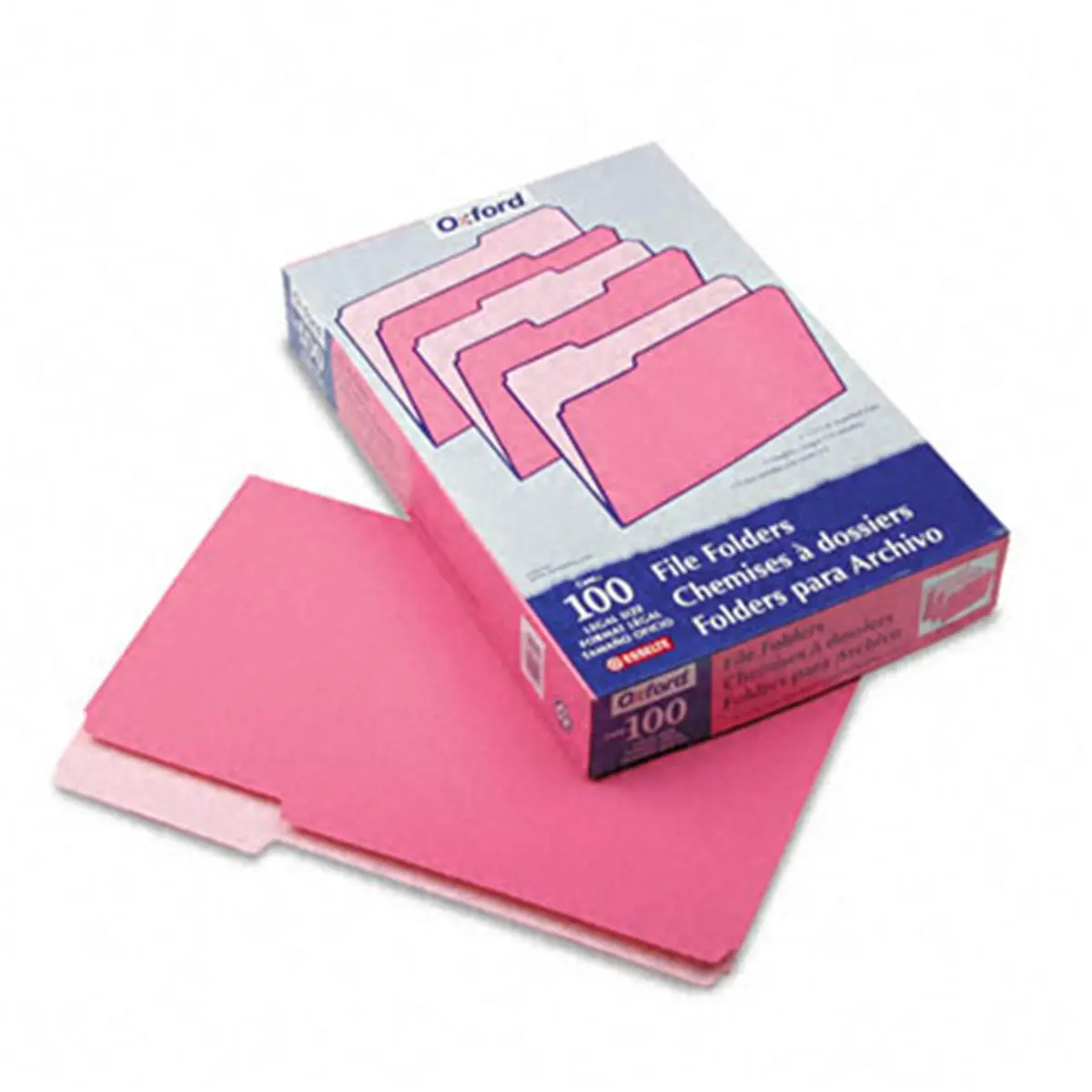 Pendaflex 1531/3PIN Two-Tone File Folders- 1/3 Cut- Top Tab- Legal- Pink/Light Pink- 100/Box