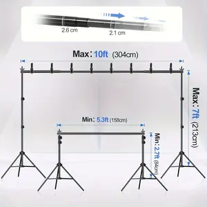 [Adjustable Backdrop Stand] 10x7ft Adjustable Backdrop Stand - Photo Studio Background Support Kit