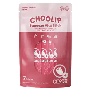 choolip Squeeze Vita Stick Heart – Taurine, Fish Oil & L-Carnitine Lickable Treat (Dogs & Cats, 7 Sticks)