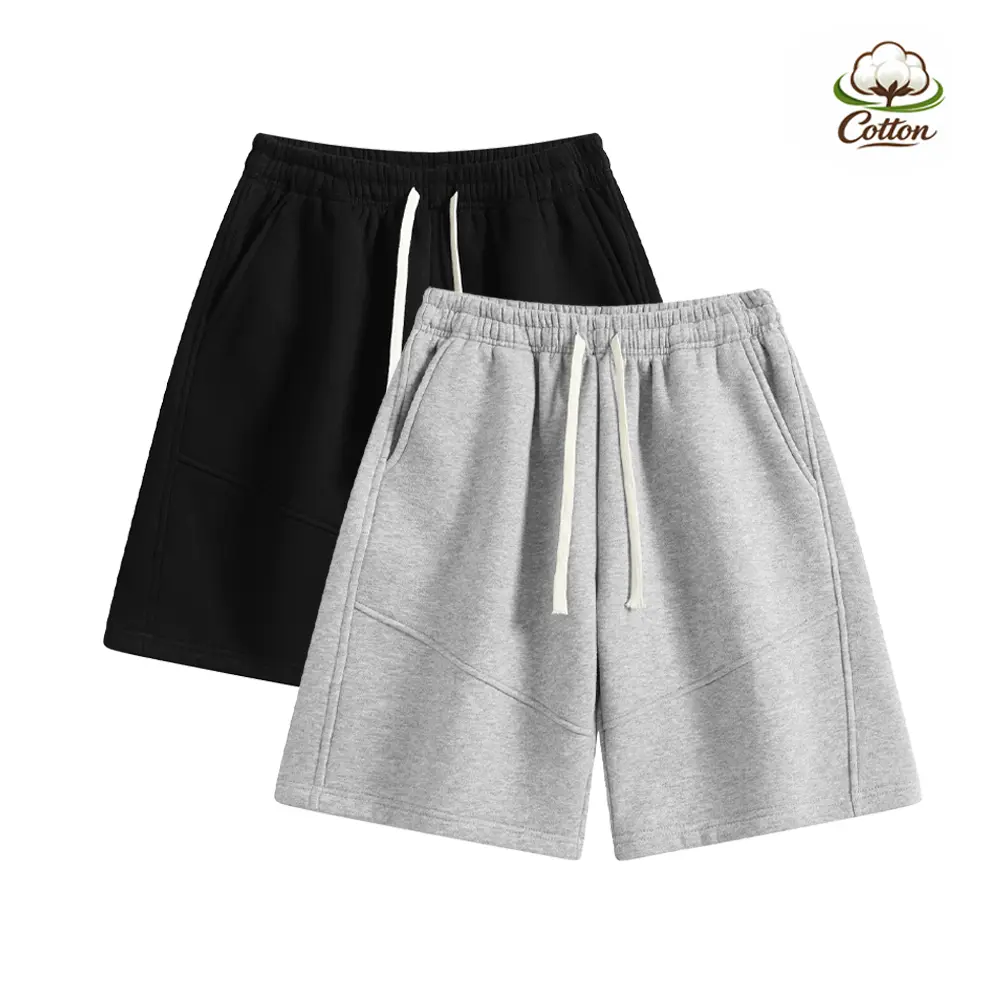 Men's 2-Pack Solid Cotton Casual Athletic Shorts - Minimalist Basic Bottoms, Unisex Regular Fit, Soft Comfortable, Cool All Day, Summer Campus Wear
