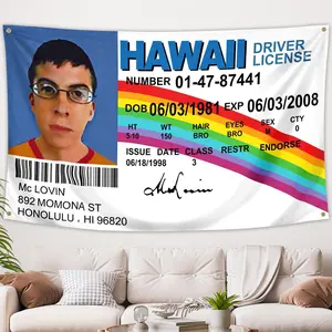 Mclovin ID Flag Fake Driver License 3x5 ft Mclovin Tapestry, 200D Thicker Durable Polyester with 4 Brass Grommets, Mc Loving Funny flags Poster for College Dorm Outdoor Banner