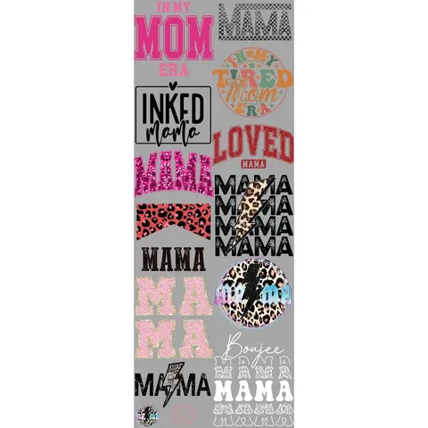 Mom Era DTF Transfers Gang Sheet 22” wide x 60” long DIY Direct to Film T Shirt Transfers