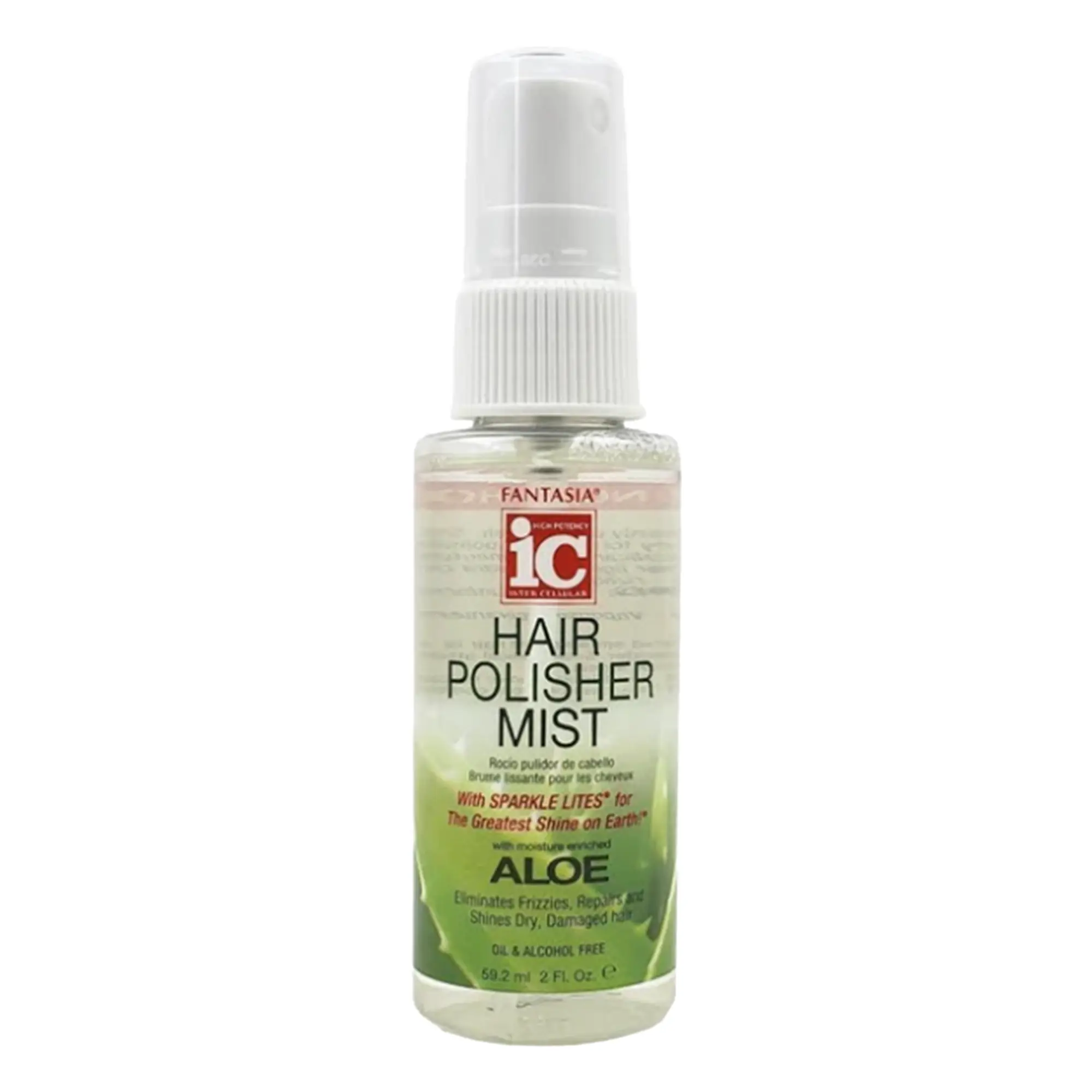 Fantasia IC Hair Polisher Spray, Lightweight Anti-Frizz Treatment for Silky Results, Alcohol-Free Daily Haircare with Sun & Heat Protection for All Types, 2oz, Compact, Sunscreen, Sun Protection, Wavy, Textured, Cruelty Free, Smooth, Chemically Treated, R