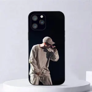 American rapper NF's graphic liquid metal phone case, compatible with iPhone 17, 16, 15, 14, 13, and 12, made of black soft silicone.