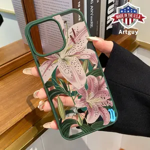 Magnetic Phone Case for iPhone 16 15 Pro Max 14 Plus 16E 13 12 11 X XS XR Vintage Floral Lily Pattern TPU Shockproof Anti-Scratch Stylish Smartphone Cover