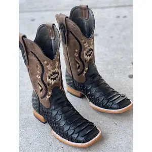 Franco Men's CowBoy Boots Black Square Toe