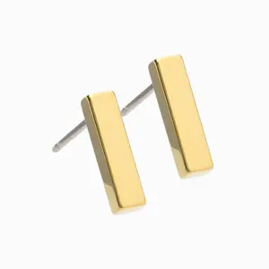 Blomdahl | Hypoallergenic | Golden Titanium Plain Straight 10mm Stud Earrings | Best Choice For Sensitive Ears