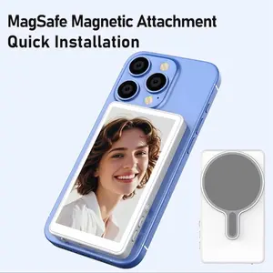 Magnetic Phone Vlog Selfie Monitor Screen,1080P Wireless Recording,Back Camera Selfie Monitor with Bluetooth Remote Control,for Selfie Vlog Live Broadcast,Compatible with iPhone and Android System