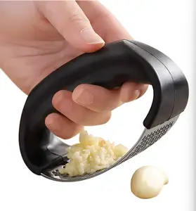 Manual Garlic Crusher Stainless Steel, Ergonomic Rocker Design for Effortless Garlic & Ginger Mincing, Save Cooking Time, No Residue, Easy to Clean & Long-Lasting Kitchen Tool